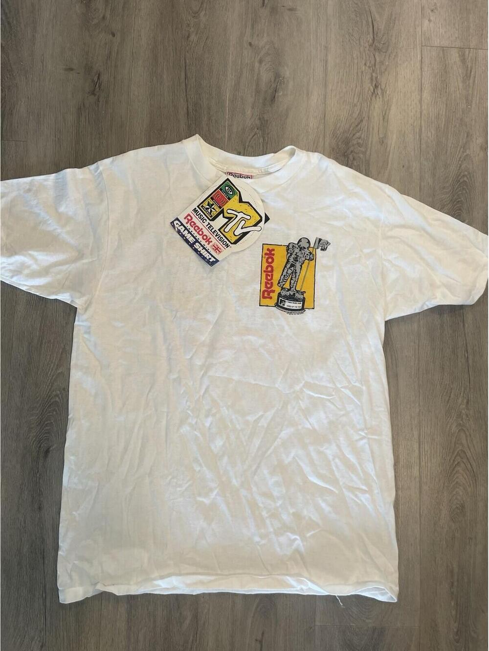NEW Vintage 90s Reebok MTV Video Music Awards Graphic T-Shirt White Size OSFA 🔥